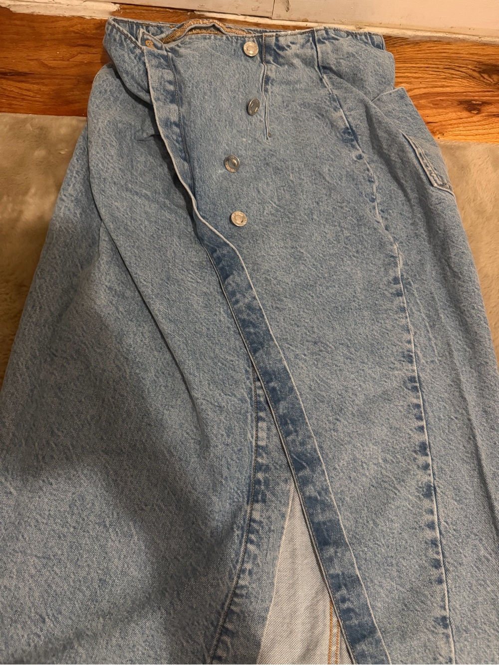 Zara Light Blue Denim Skirt-Style Jeans Overalls